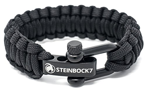 Steinbock7 Paracord Survival Armband, Schwarz...