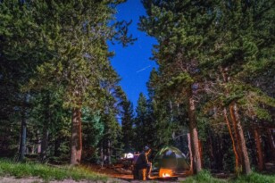 Lagerfeuer beim Camping in der Pfalz